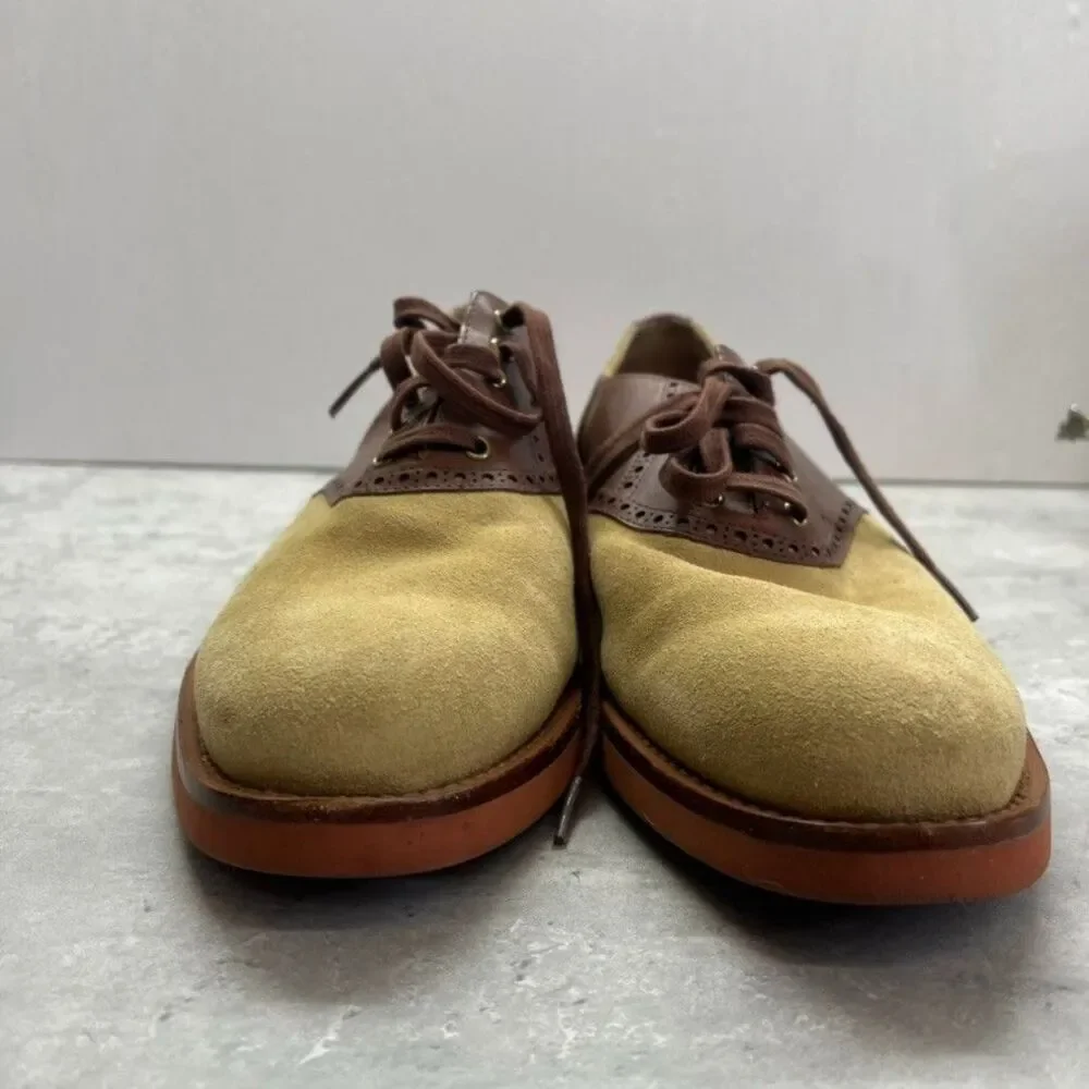 Polo Ralph Lauren Rhett Saddle Tan Brown Leather Oxford Shoes Mens Size 9D